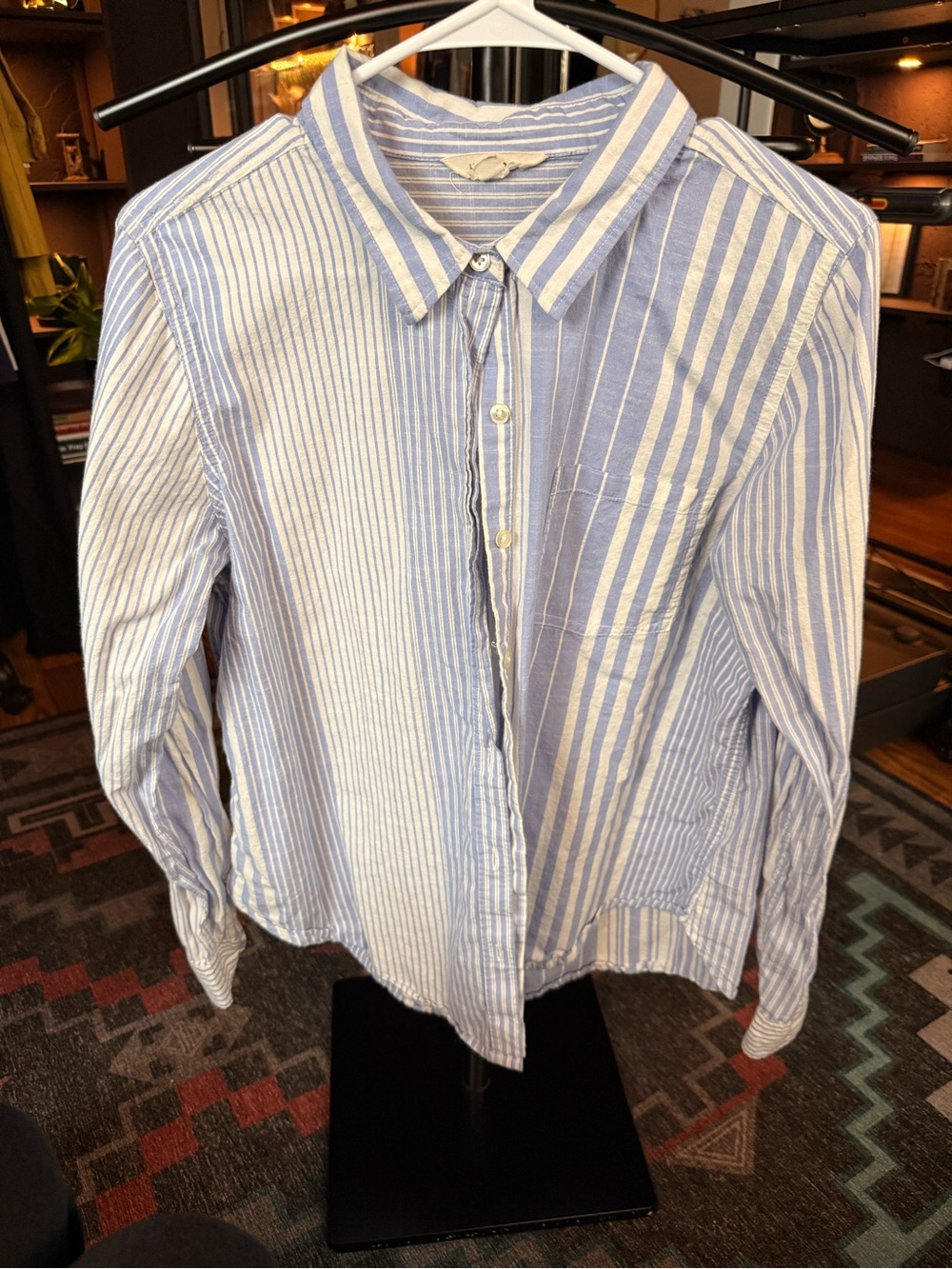 Lucky Brand Blue & White Mixed Stripe Button-Down Shirt